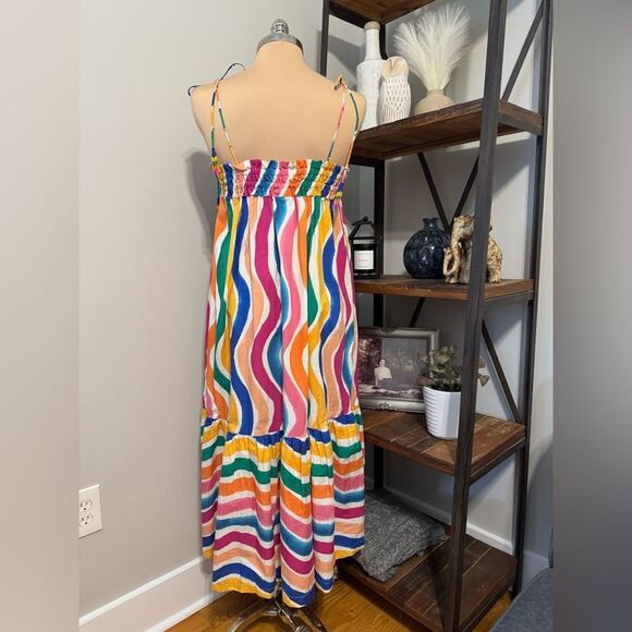 Farm Rio Women’s Dancing Stripes Tassel-Tie Midi Dress Multicolored Size XS - Picture 3 of 12